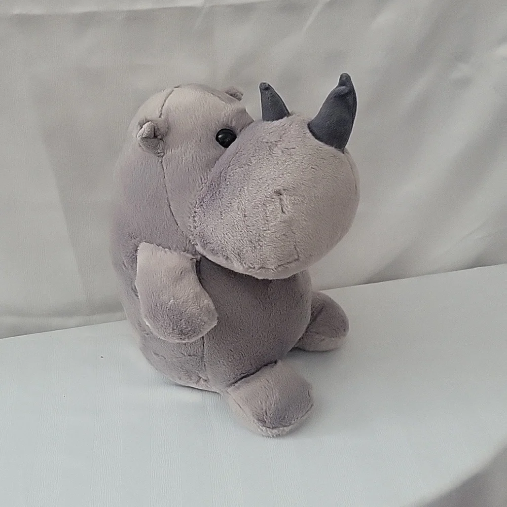 Rhinoceros Rhino Plush Chunky Gray Sitting Stuffed Animal Toy 11